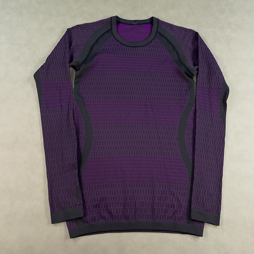 Lululemon About That Base Long Sleeve Shirt Purple Womens 6 Thumbholes Stretch